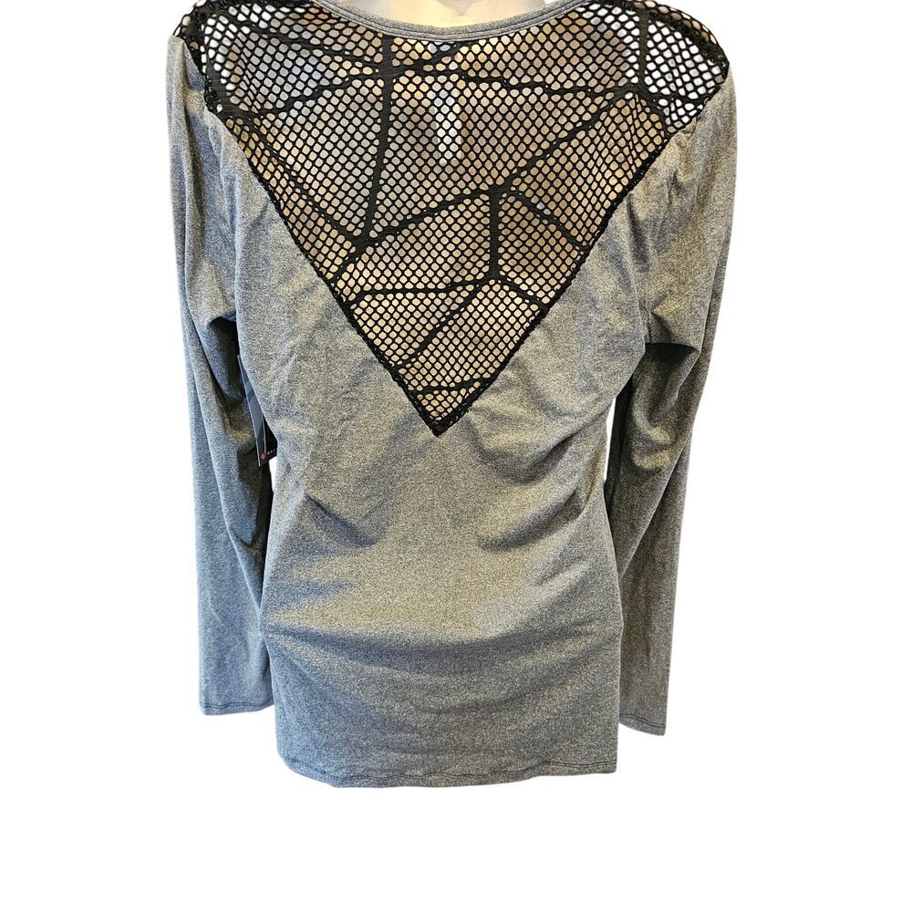 NWT M Bali fitness open lace back long sleeve grey whimsigoth active gym top NEW
